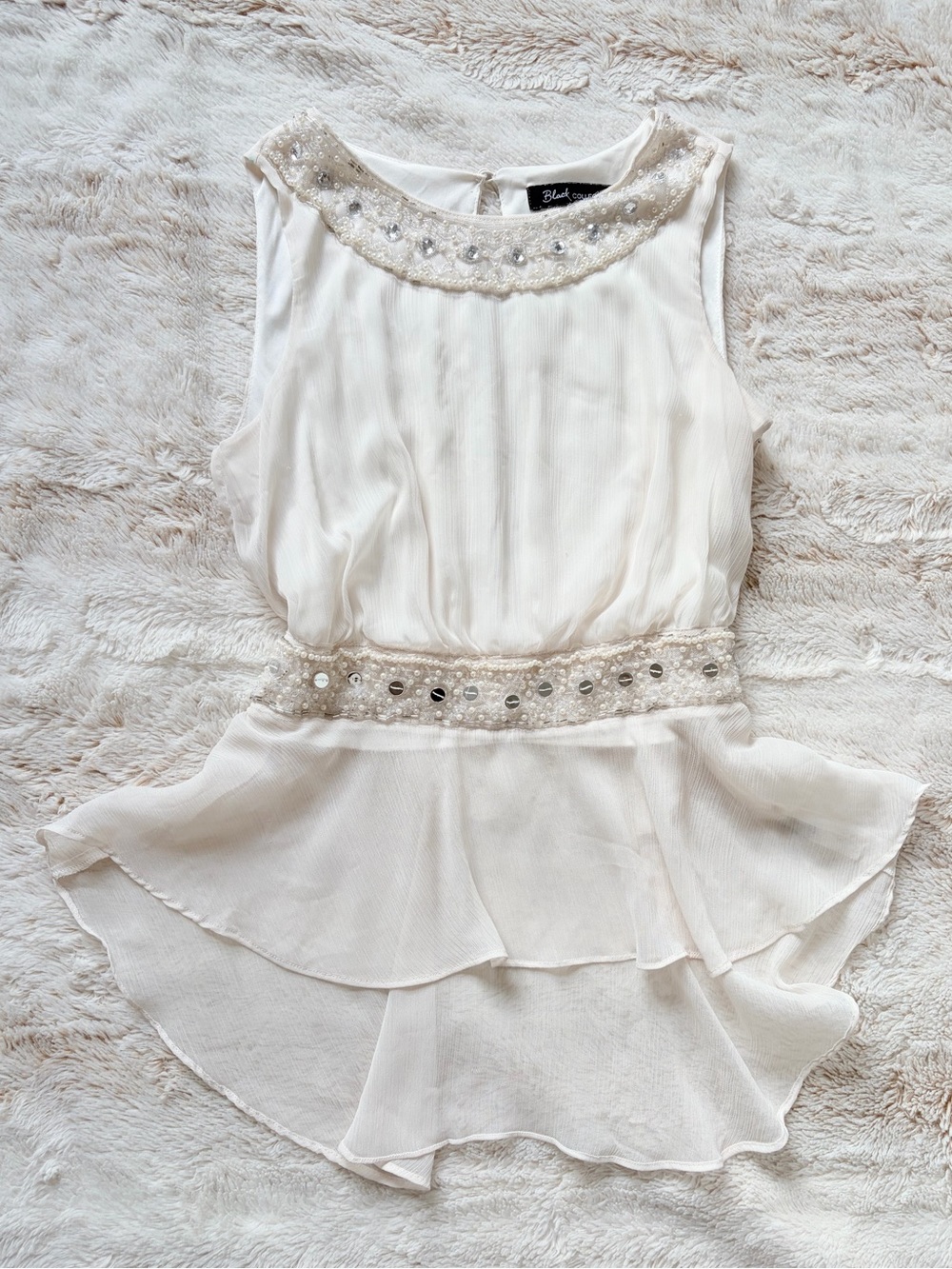 🧚🏼 Vintage Y2K Fairycore Beaded Chiffon Babydoll Angel Top Coquette Ethereal